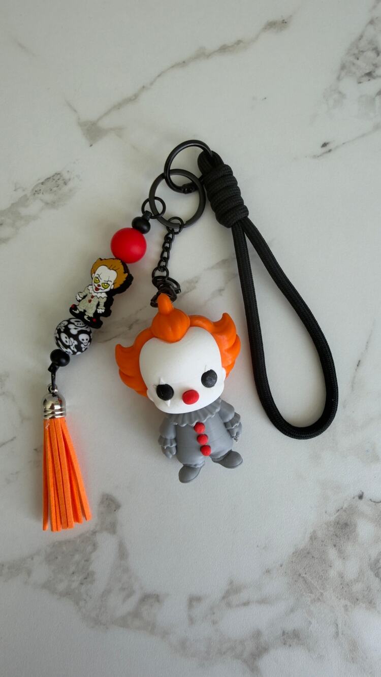 Horror Clown 3D Figure Keychain Lanyard Strap Bag Charm